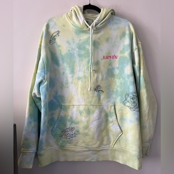 LEVI - Modern Vintage Relaxed Tie-Dye Graphic Embroidered Hoodie - Picture 1 of 15